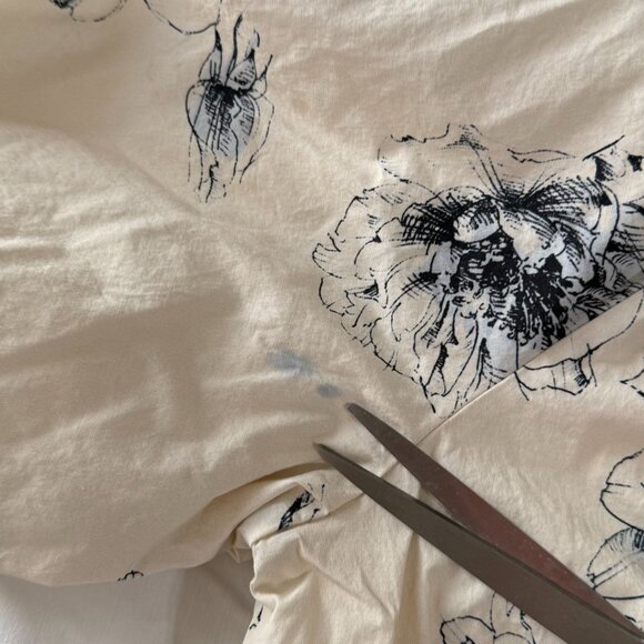 EXPRESS floral banded bottom blouse shirt top ,poplin cotton - Picture 9 of 12